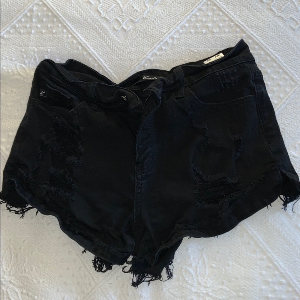Black denim shorts